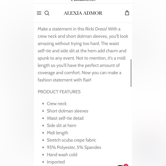 $225 Alexia Admor Black Ricki Midi Quiet Luxury tie Dress women size Medium - Picture 5 of 11